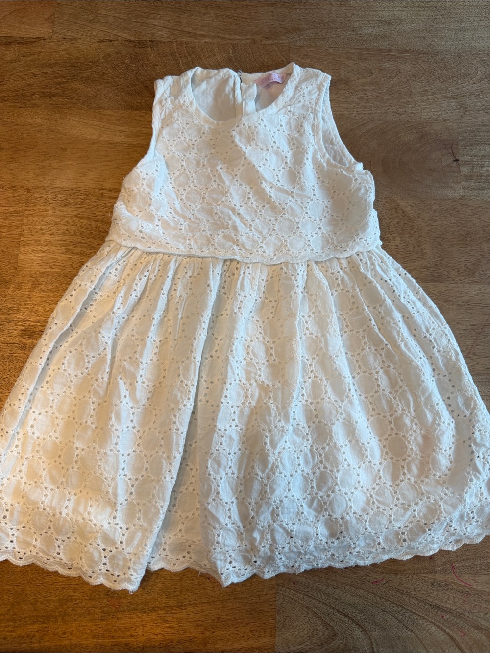 White Eyelet Sleeveless Girls' Party Dress
